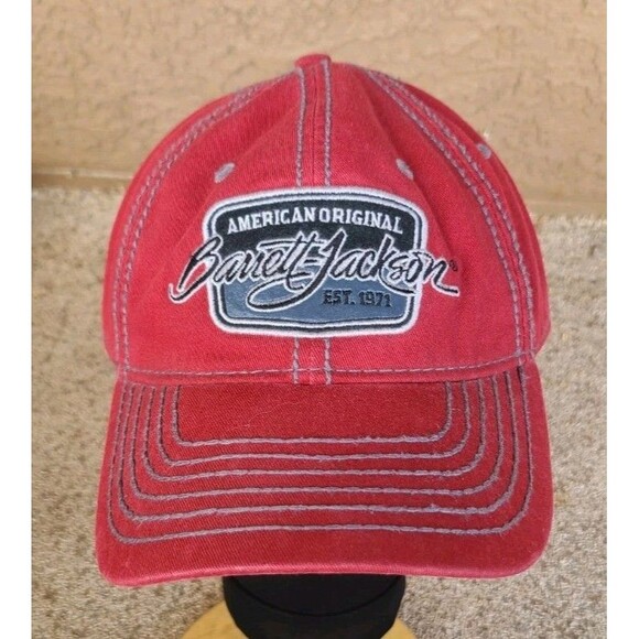 Barrett Jackson Men's Hat Cap Red Adjustable Embroidered Logo - Picture 1 of 7